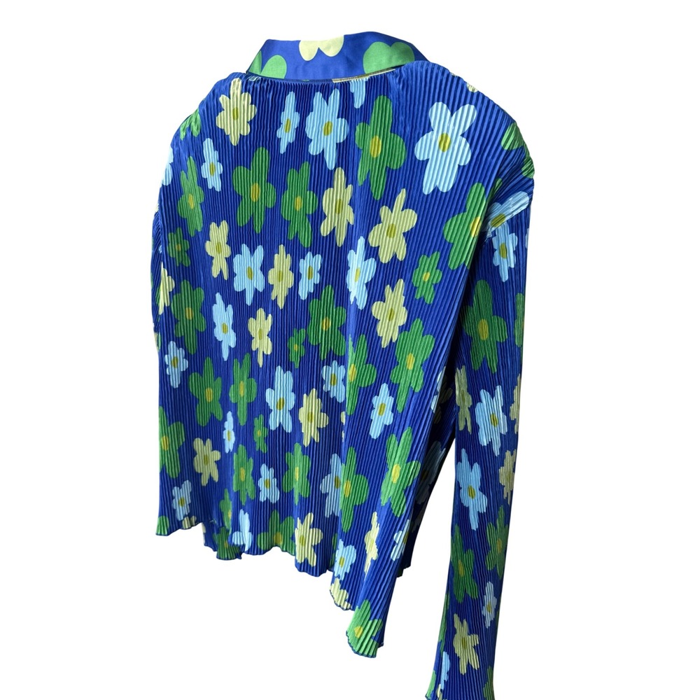 Target Black History Month Floral Plisse Button Down Shirt Blue Green XXL - Picture 5 of 7